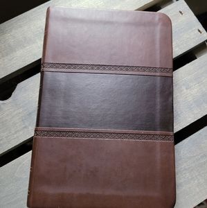 💖HP💖 KJV compact ultrathin Bible brown leather touch
